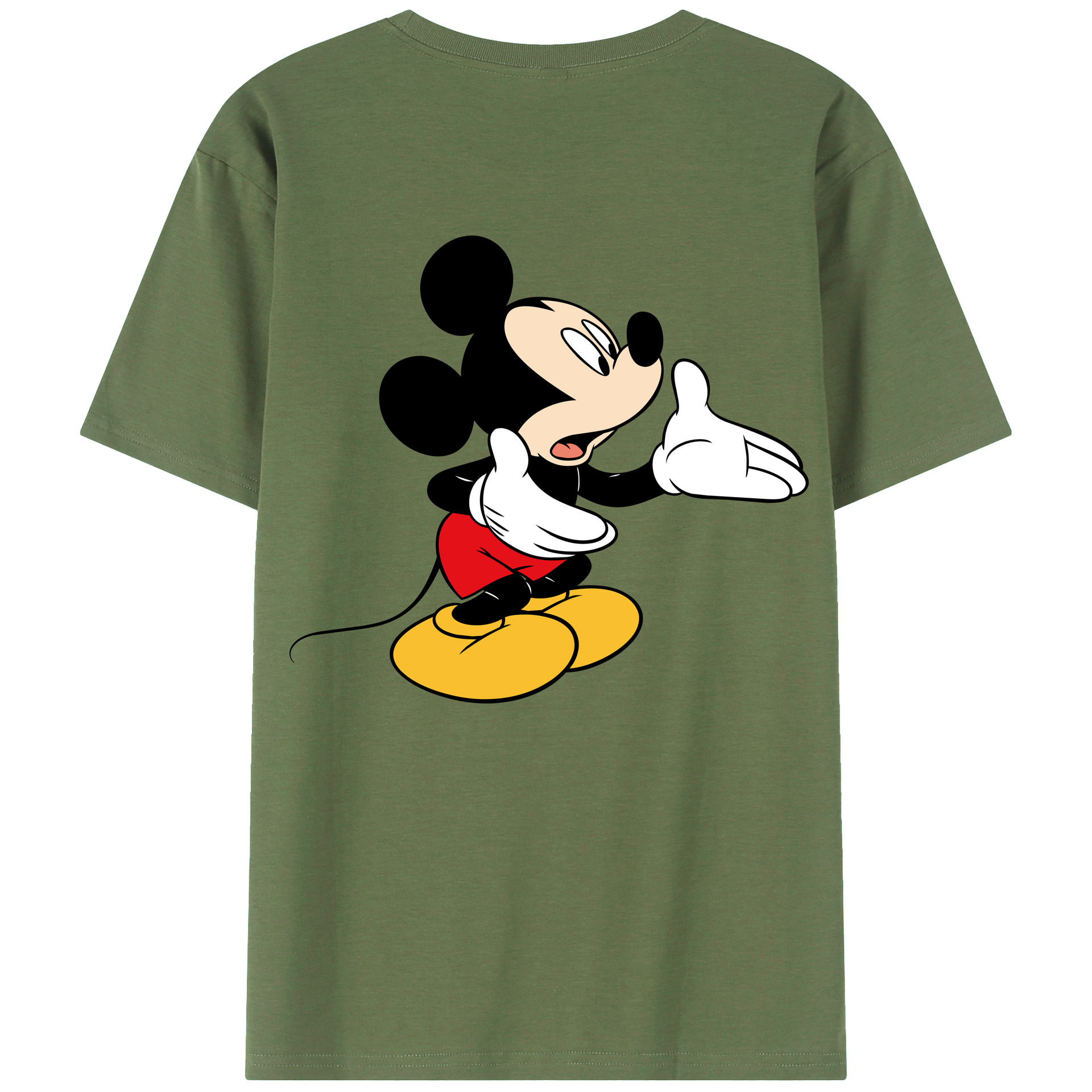 ミッキーマウス Mickey Mouse 綿100％ メンズ半袖Tシャツ（バックプリント） 通気性